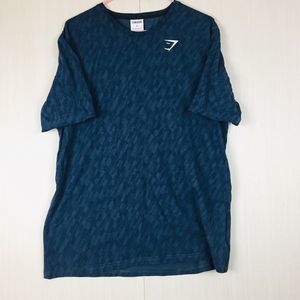 GYMSHARK  Men's Blue Geometric Gym Shirt Tee T-Shirt XL Extra Large
